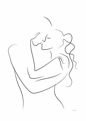 Sensual kiss drawing