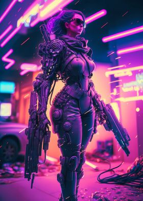 Bad ass cyberpunk girl