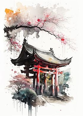 'Japanese Shinto Shrine' Poster by Ben Krefta | Displate