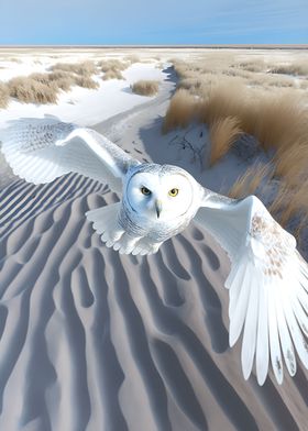 Snow Owl In A Cold Tundra