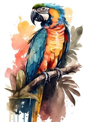 Exotic Birds Watercolor 