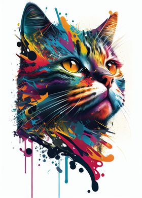 Colorful Cat Cute Feline