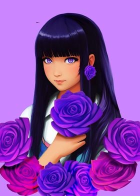 Anime Girl Purple Roses