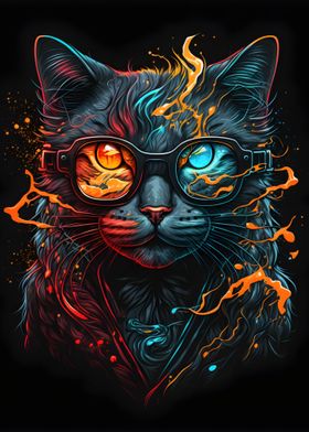 Cat Retro Wearing Glasses