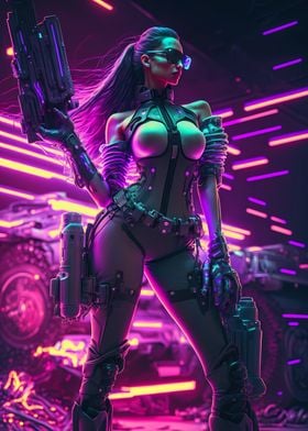 Bad ass cyberpunk girl