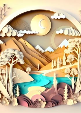 Paper cut style nature