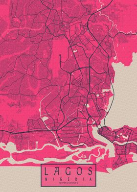 Lagos City Map Blossom