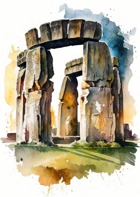 Watercolor Stonehenge