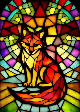 Fox Stained Glass Style