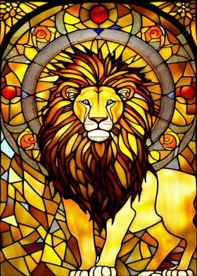 Lion Stained Glass Style' Poster by Holzkovic | Displate