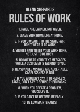 rules of work