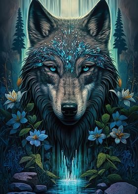 Mandala Wolf in Jungle