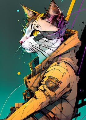 Cyber Tech Cat Artwork