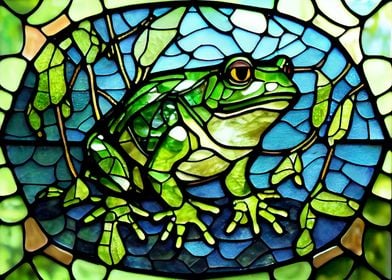 Frog Stained Glass Style