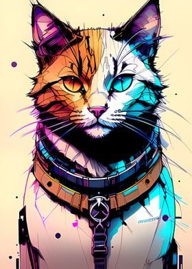 Cyberpunk Cat Illustration