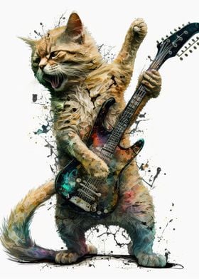 Cat playing guitar 