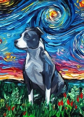 Dog Starry Night Pitbull