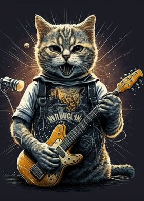 Cat playing guitar 