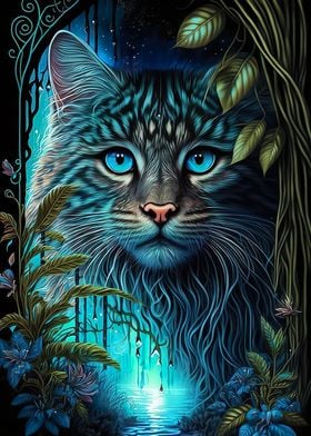 Blue eyes Cat in Jungle