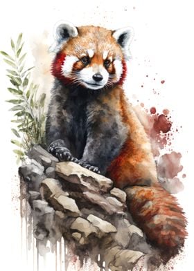 Red panda in watercolor