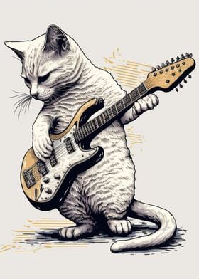 Cat playing guitar 