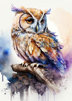 Owl watercolor 