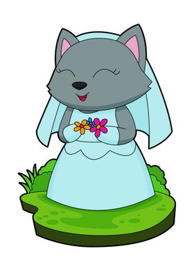 Cat Bride Flower Wedding