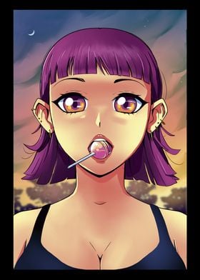 Anime Girl Lollipop Poster