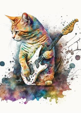 Cat playing guitar 