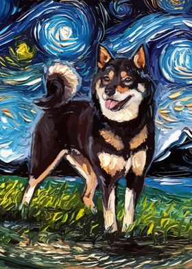 Dog Starry Night Shiba Inu