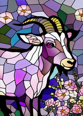 Goat Stained Glass Style