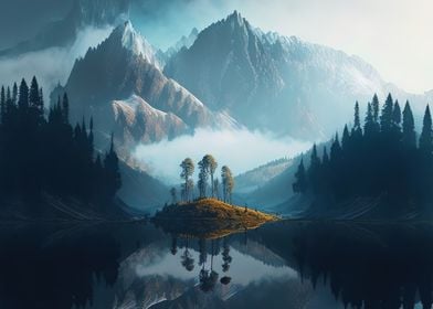 mountain lake landscape