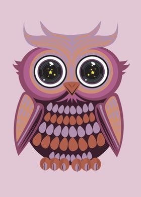 Star Eye Owl Purple Orange