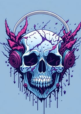 Skull in headphones