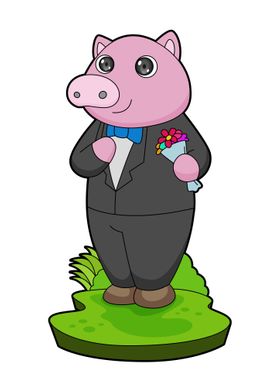 Pig Groom Suit Wedding