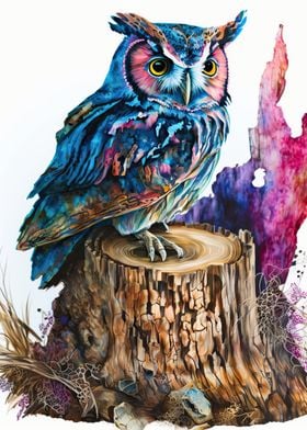 Owl watercolor 