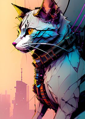 Cyber Figther Cat Artwork