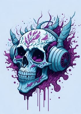 Skull in headphones