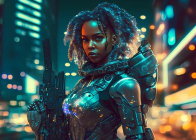 Badass cyberpunk girl