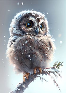 Snowflakes Cute Owl 