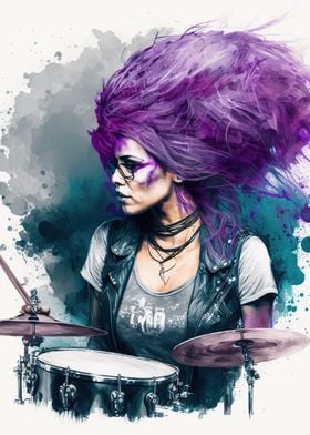 girl playing drums