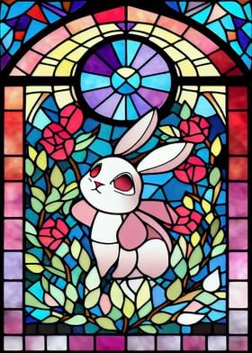 Rabbit Stained Glass Style