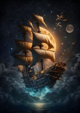 Flying Ghost Pirate Ship