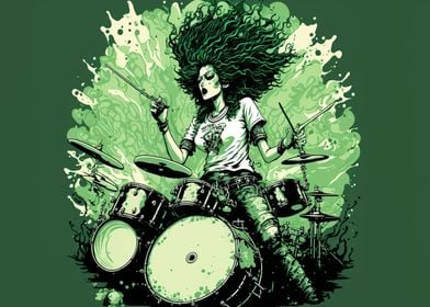 girl playing drums