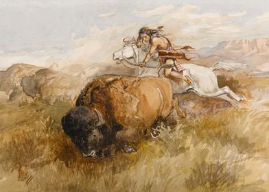 Indian Hunting Bison