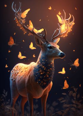 Fantasy Butterflies Deer