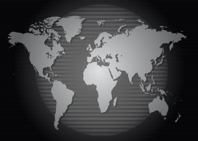 World map black background