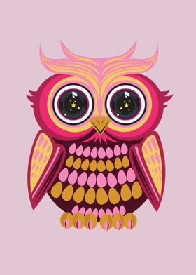 Star Eye Owl Pink Orange