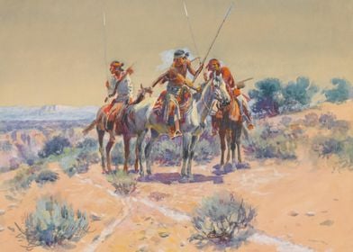 Indian Scouts With Spears