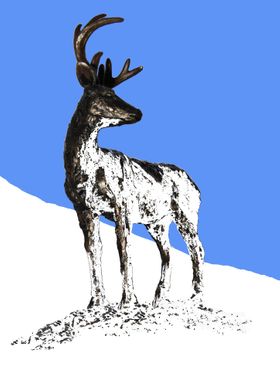 Stag Against Winter Blue 